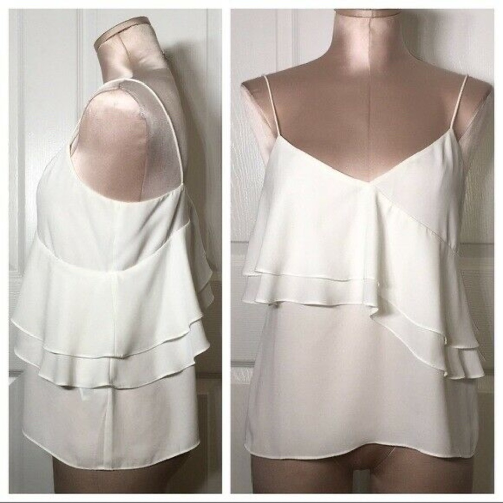 J.Crew PETITE DRAPEY RUFFLE CAMI white